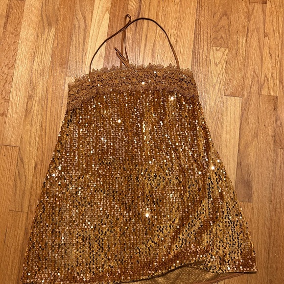 Free People Dresses & Skirts - Free People Gold Sequin Dress